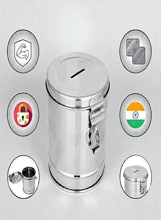 Standify® 1000ML Med Money Bank_A Stainless Steel Money Box Heavy Duty Bachat Gulak for Kids & Adults Unbreakable Piggy Bank. - Image 5